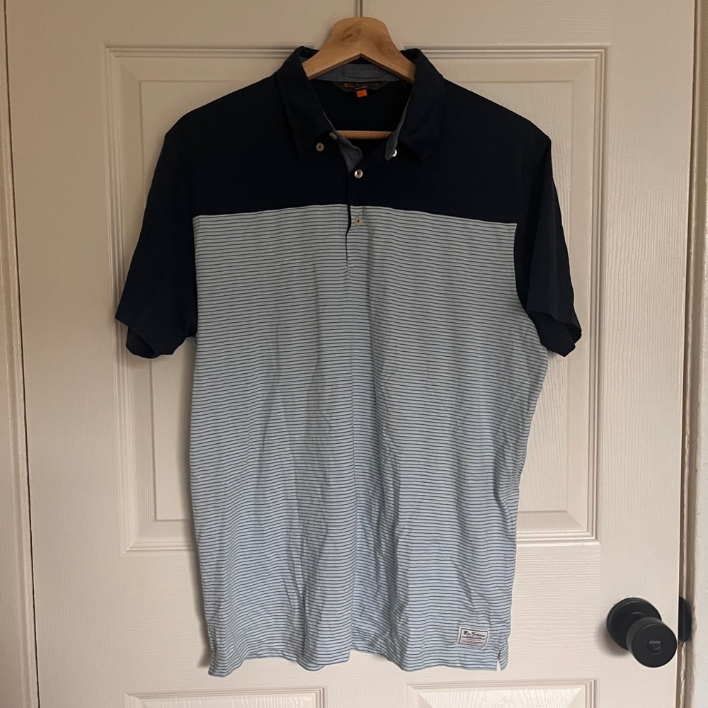 Ben Sherman Navy Yoke Light Blue Striped Polo